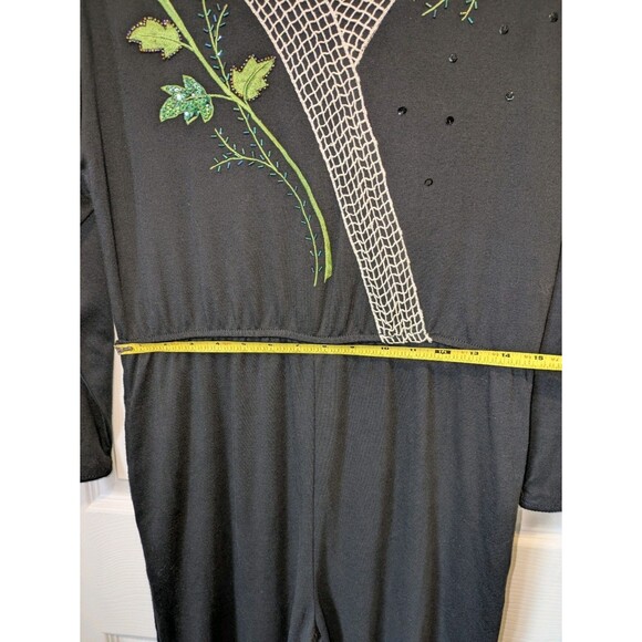 Unique Vintage Lacy Afternoon by Shell Kepler Black Jumpsuit - Size M - Picture 4 of 6